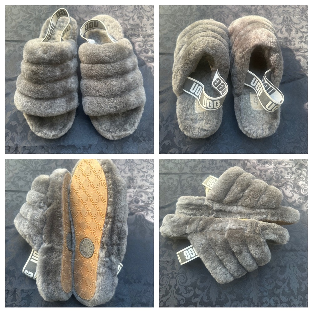 UGG FLUFF YEAH Charcoal
Slide Slipper Sandal Women's Size 9 B21